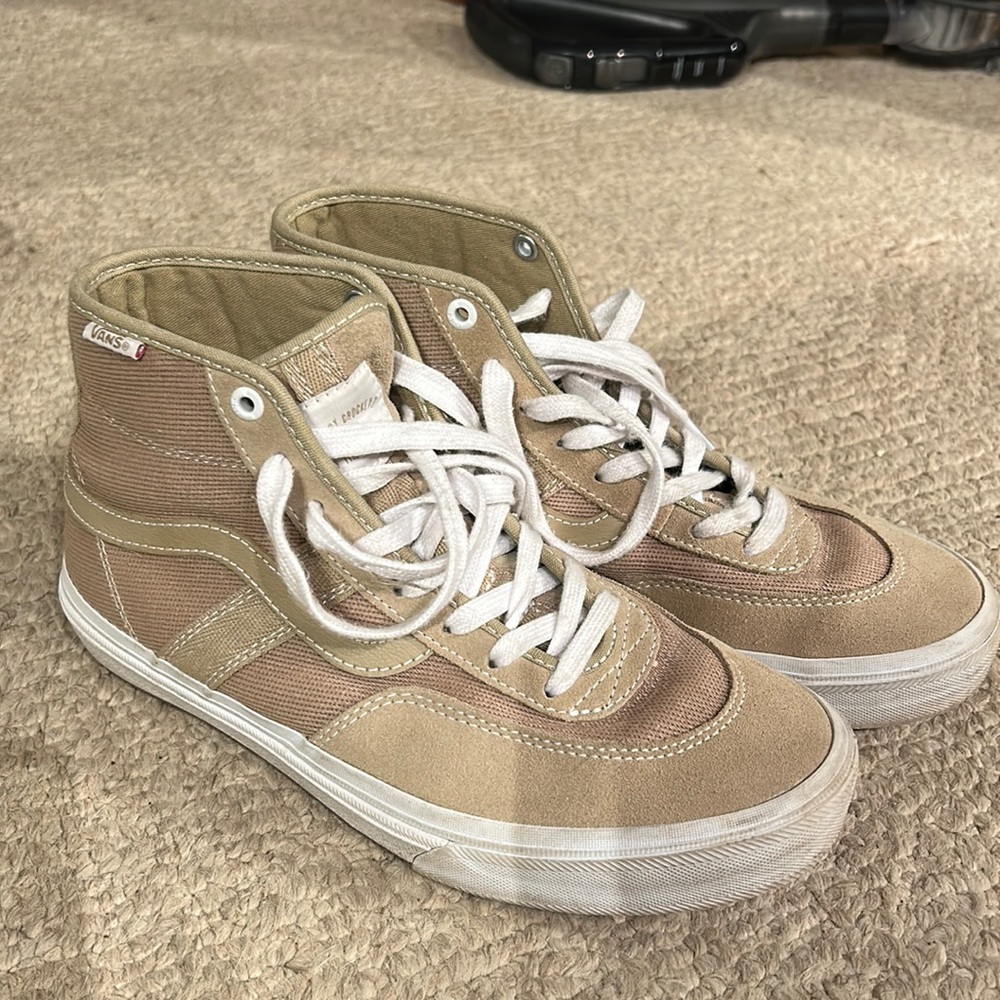 Tan high top pro vans
